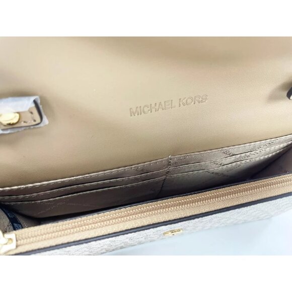 NEW Michael Kors Jet Set Gold Flap Clutch Crossbody Bag PVC Pale Gold Small NWT - Picture 6 of 6